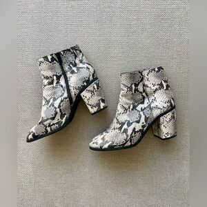 Seychelles Black and White Python Snakeskin Boots